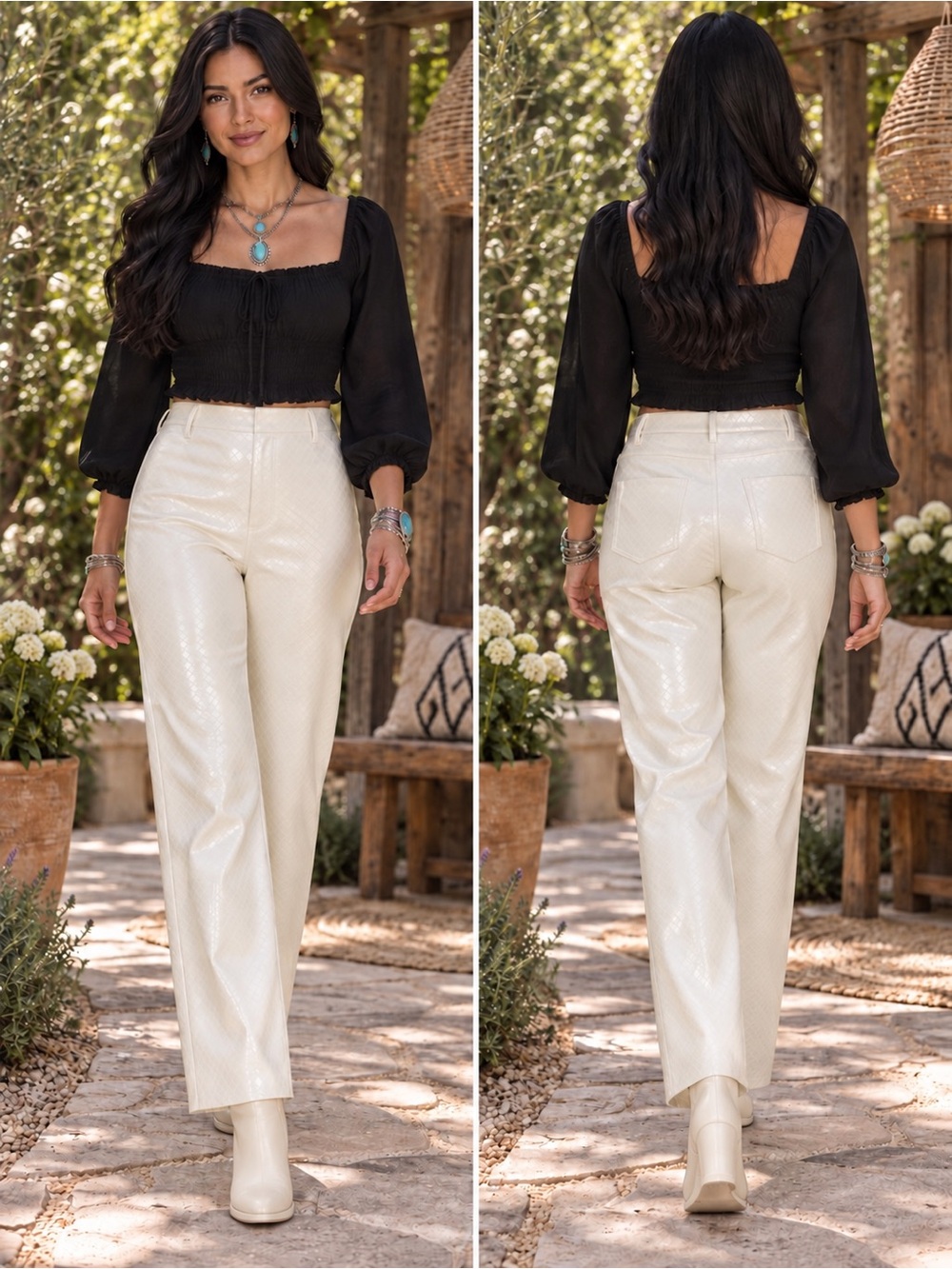 H014 NWT Lysse XL w17-21 Stretch Cream Textured Pants